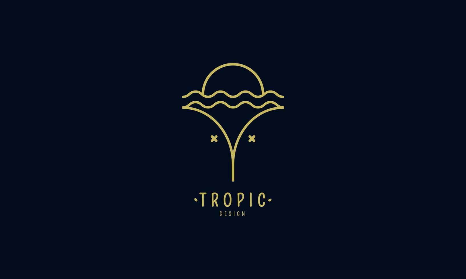 vetor logotipo do tropical coco, ondas e pôr do sol. Projeto logotipo do negócios, feriado, viagem agência, ecologia e recorrer conceito, turismo, spa e natural cosméticos.