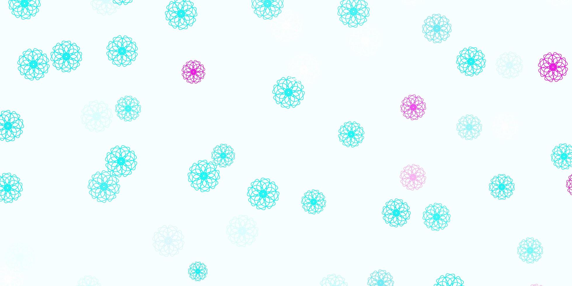 fundo de doodle de vetor vermelho azul claro com flores