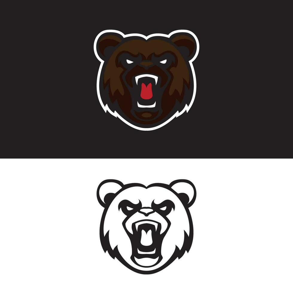 logotipo da mascote do urso rugido vetor