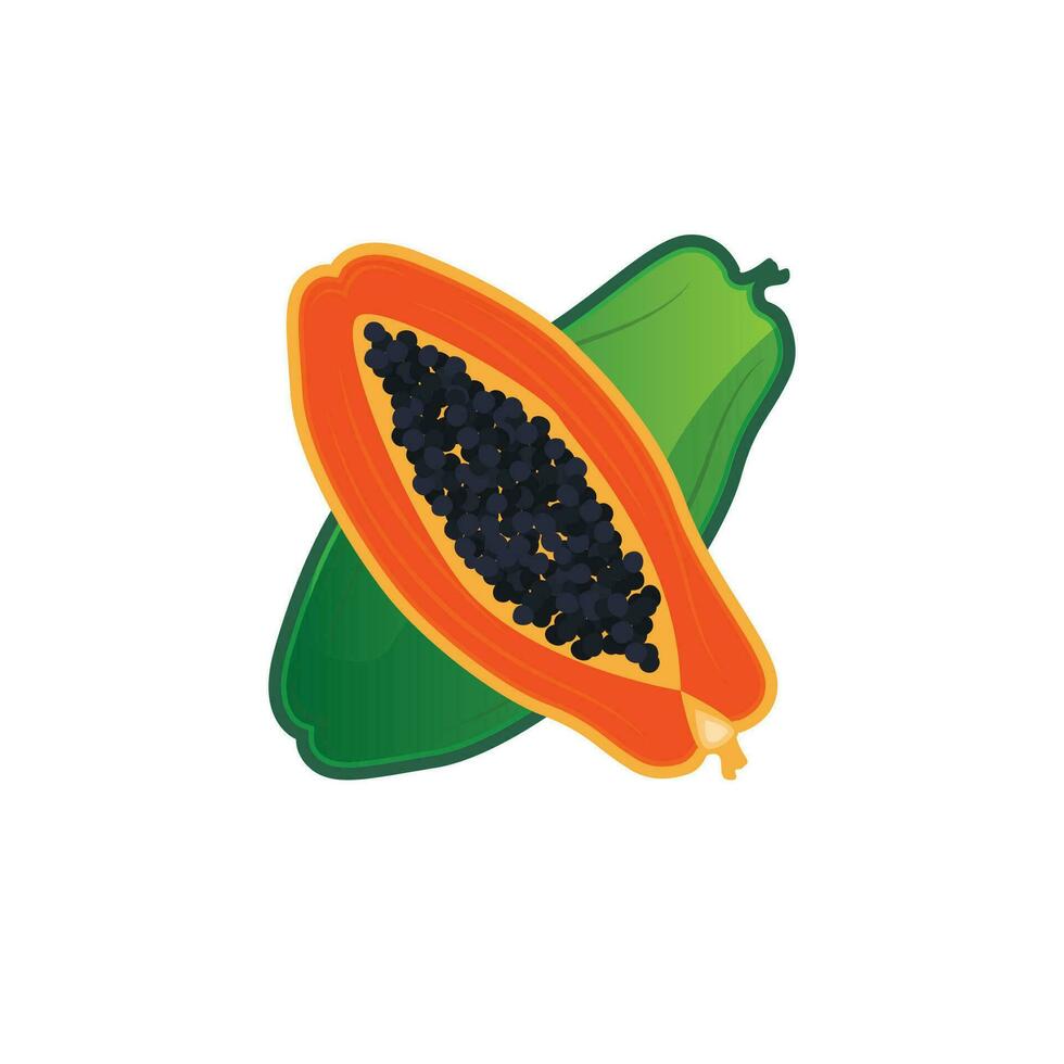 design de logotipo de mamão, vetor de frutas vitamínicas, ícone de ilustração de marca de produtos de frutas