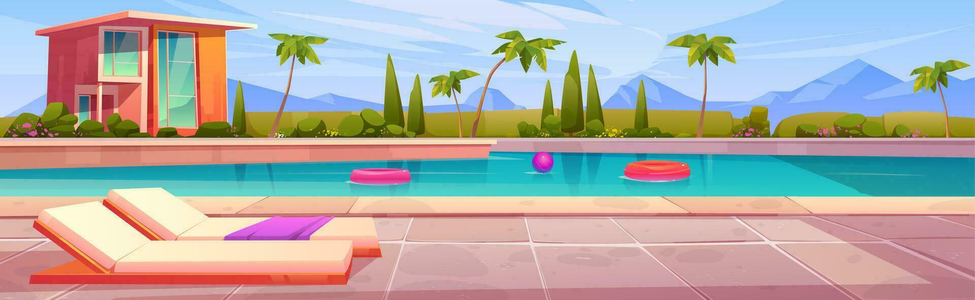 natação piscina perto casa hotel vetor ilustração