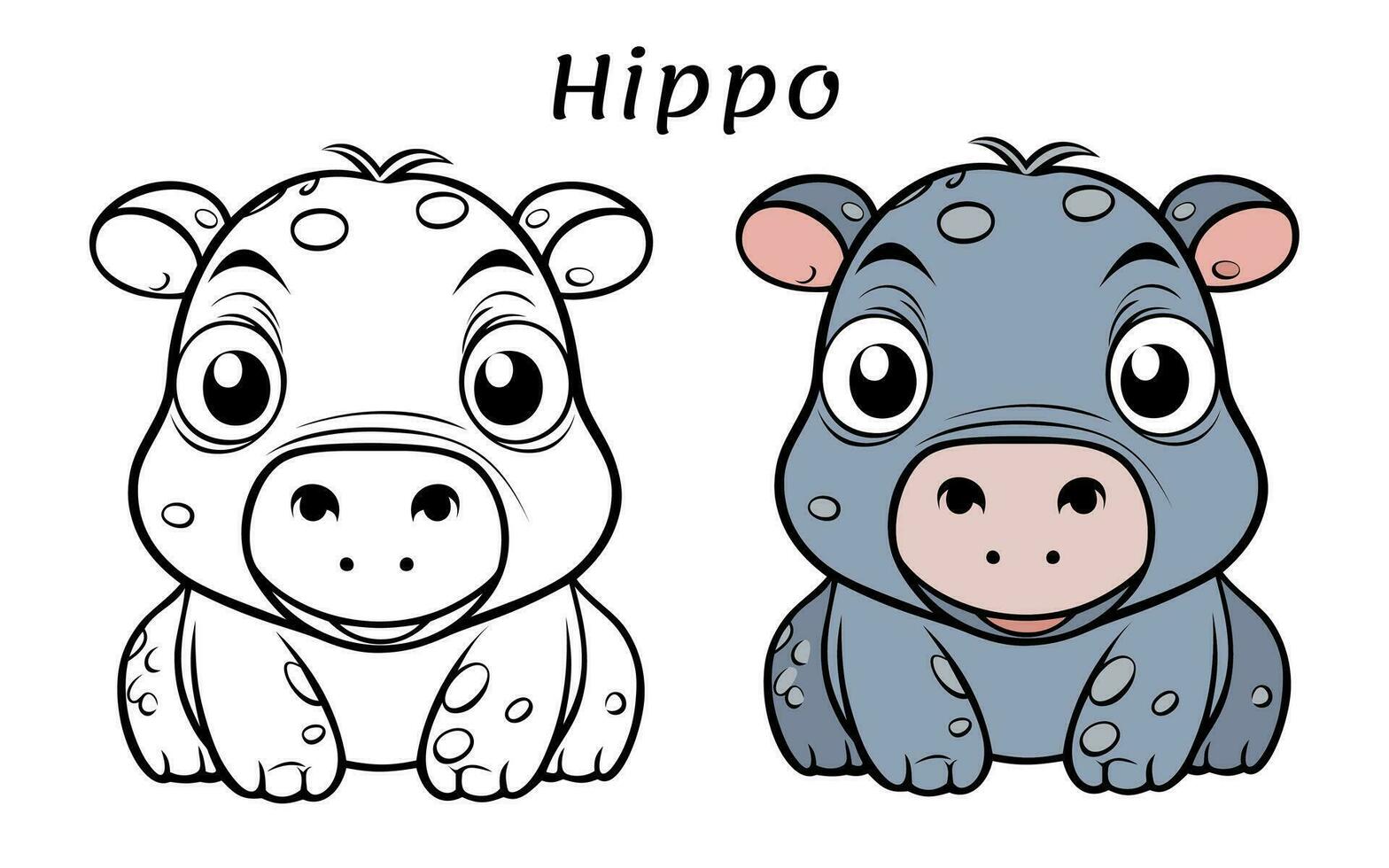 fofa hipopótamo animal coloração livro ilustração vetor