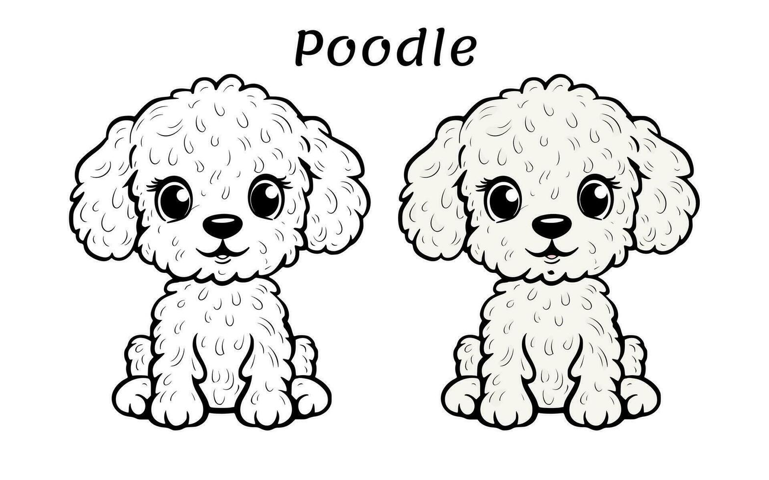 fofa poodle cachorro animal coloração livro ilustração vetor