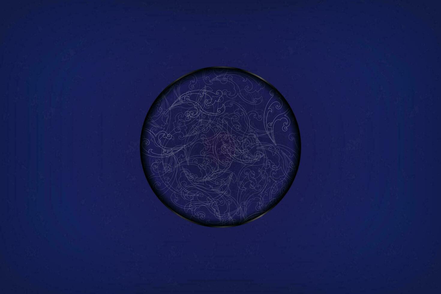 azul abstrato fundo com florido estampado Projeto emblema envolto dentro metal anel. vetor ilustração. eps 10.