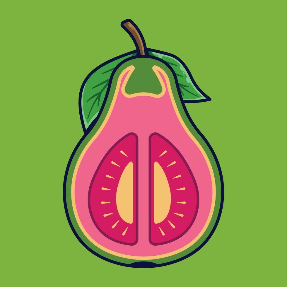 goiaba fruta desenho animado vetor ícone ilustração. Comida fruta ícone conceito isolado Prêmio vetor. plano desenho animado estilo adequado para rede aterrissagem página, bandeira, adesivo, fundo