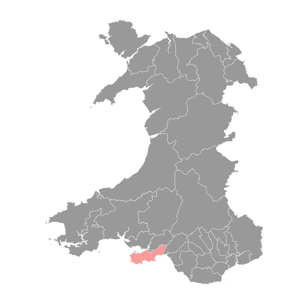 distrito do Swansea mapa, distrito do País de Gales. vetor ilustração.