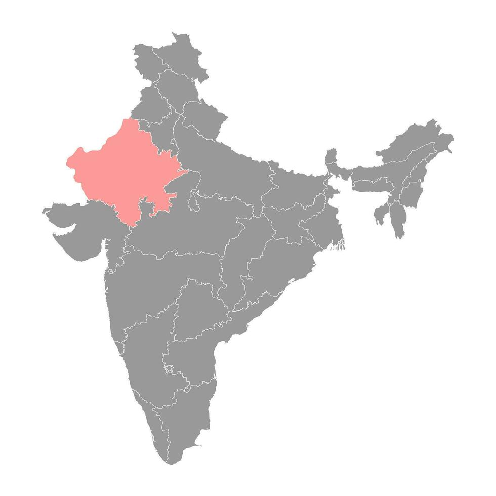 Rajastão Estado mapa, administrativo divisão do Índia. vetor ilustração.