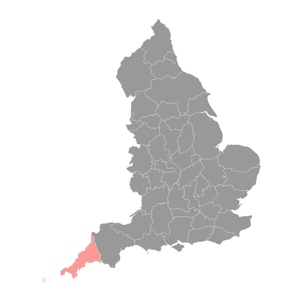 Cornualha mapa, administrativo município do Inglaterra. vetor ilustração.