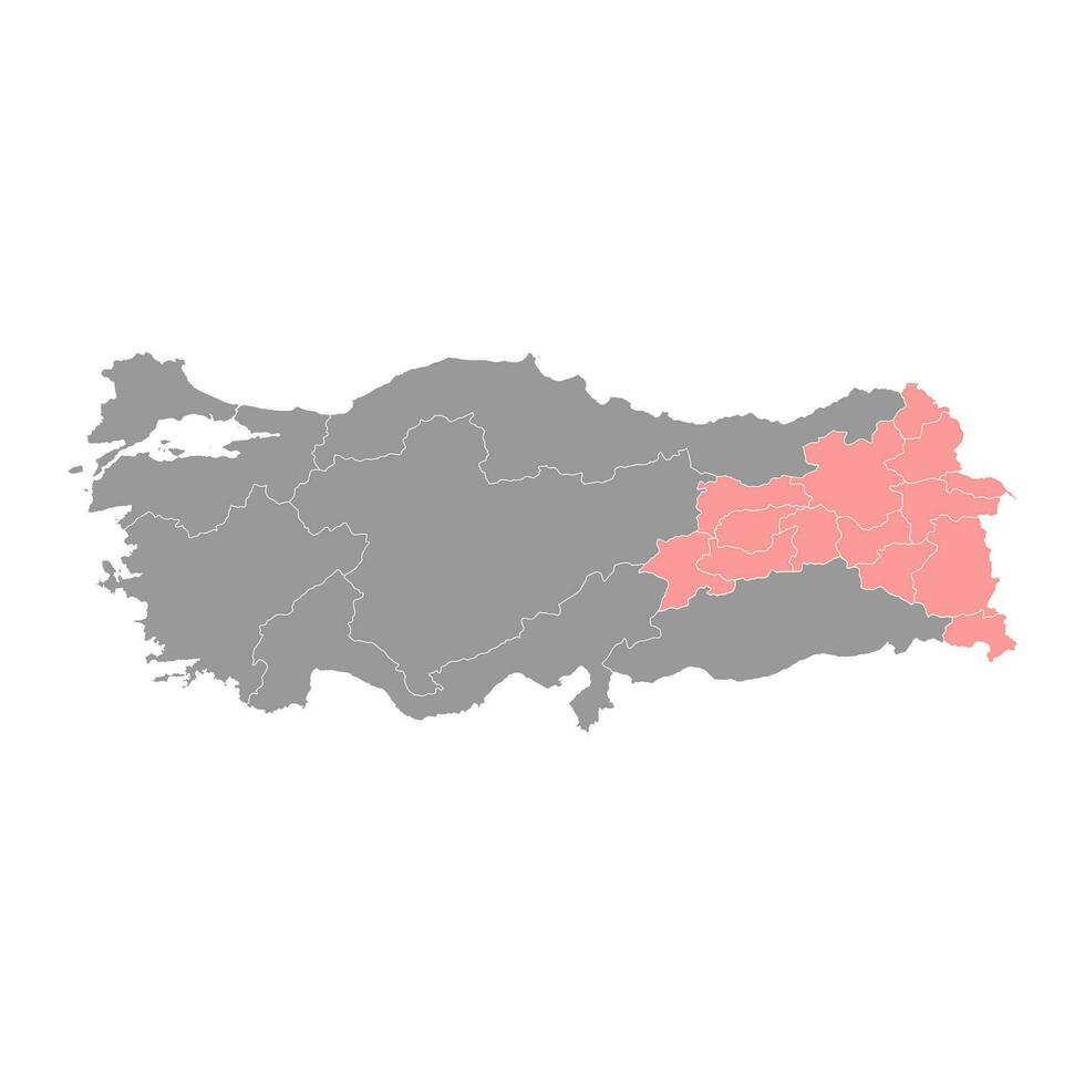 Oriental anatólia região mapa, administrativo divisões do peru. vetor ilustração.