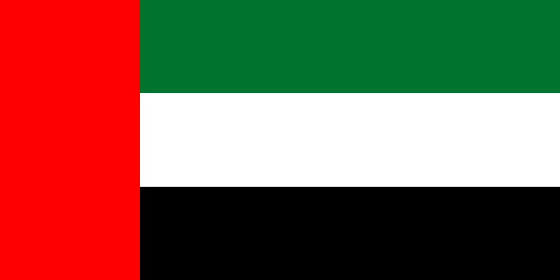 bandeira dos emirados árabes unidos, cores oficiais e proporção. ilustração vetorial. vetor