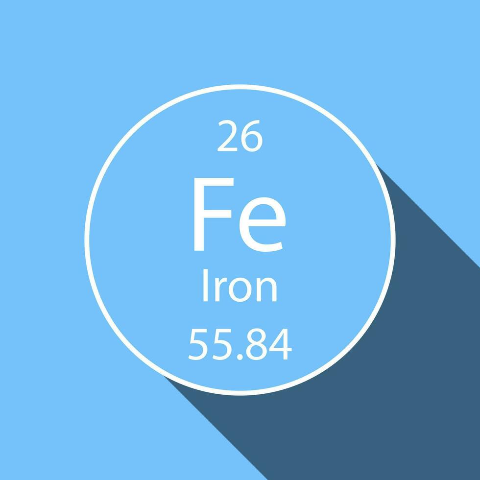ferro símbolo com grandes sombra Projeto. químico elemento do a periódico mesa. vetor ilustração.