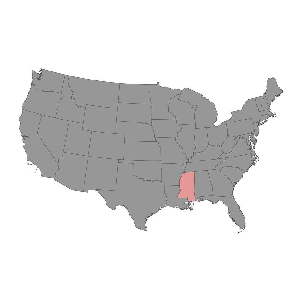 mapa do estado de mississipi. ilustração vetorial. vetor
