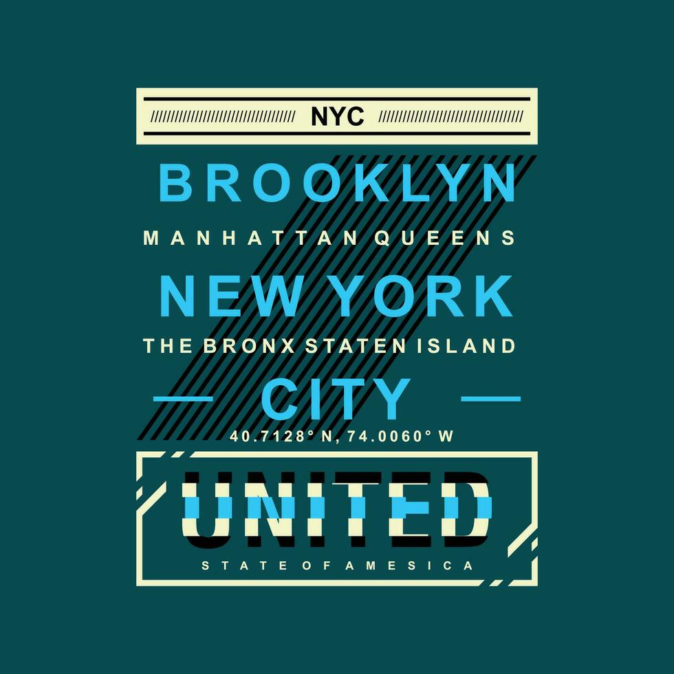 Brooklyn Novo Iorque tipografia gráfico projeto, para t camisa impressões, vetor ilustração