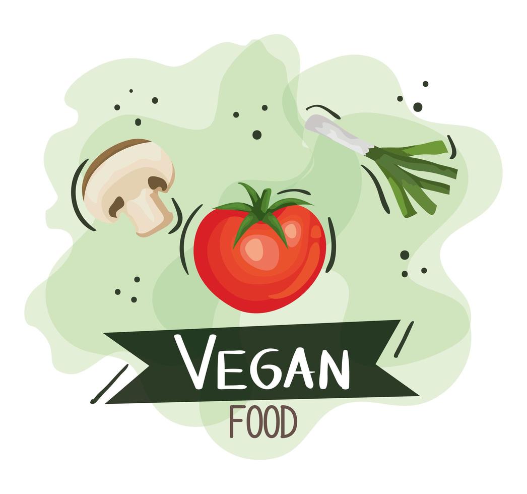 pôster de comida vegana com tomate e vegetais vetor