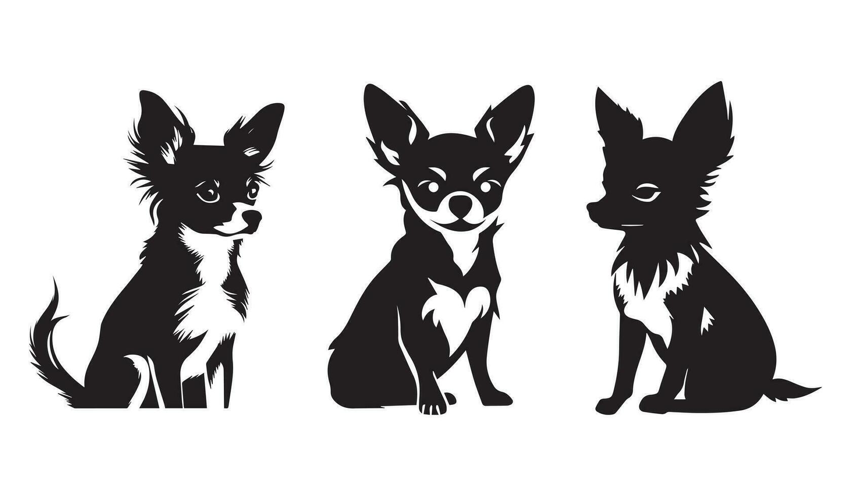 conjunto do chihuahua silhueta personagens com vetor ilustração