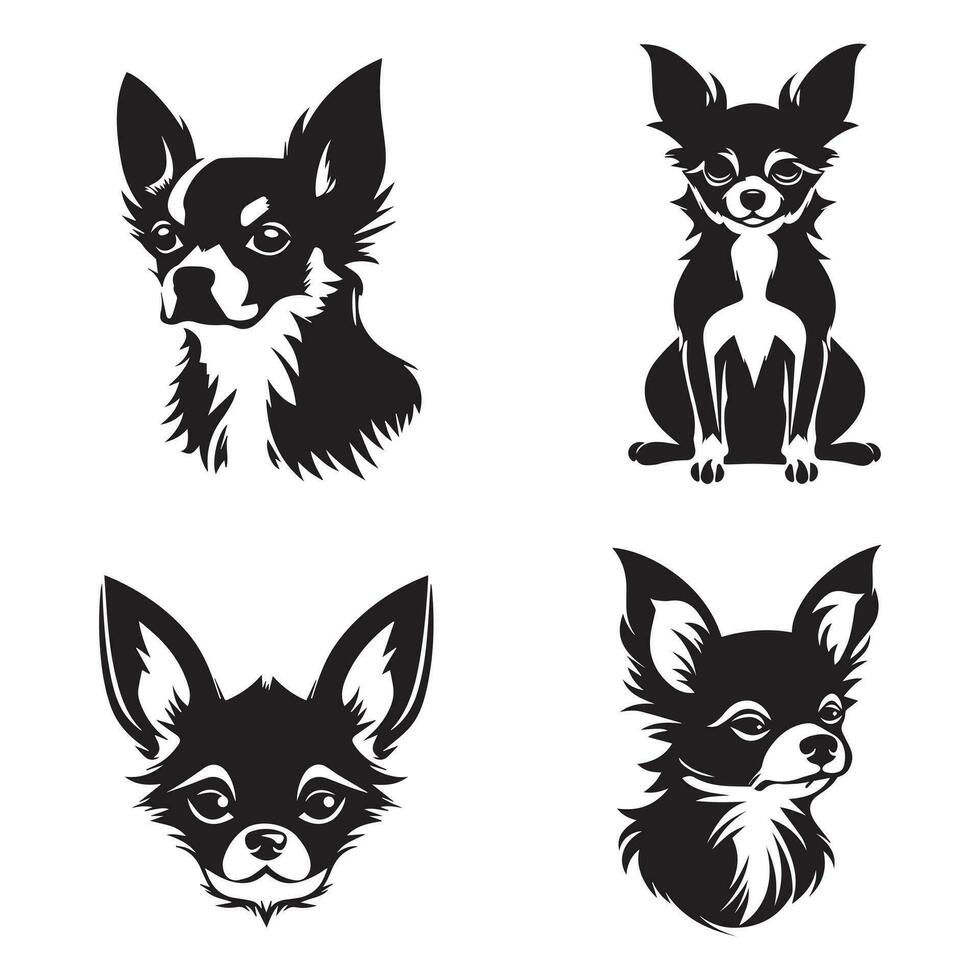 conjunto do chihuahua silhueta personagens com vetor ilustração