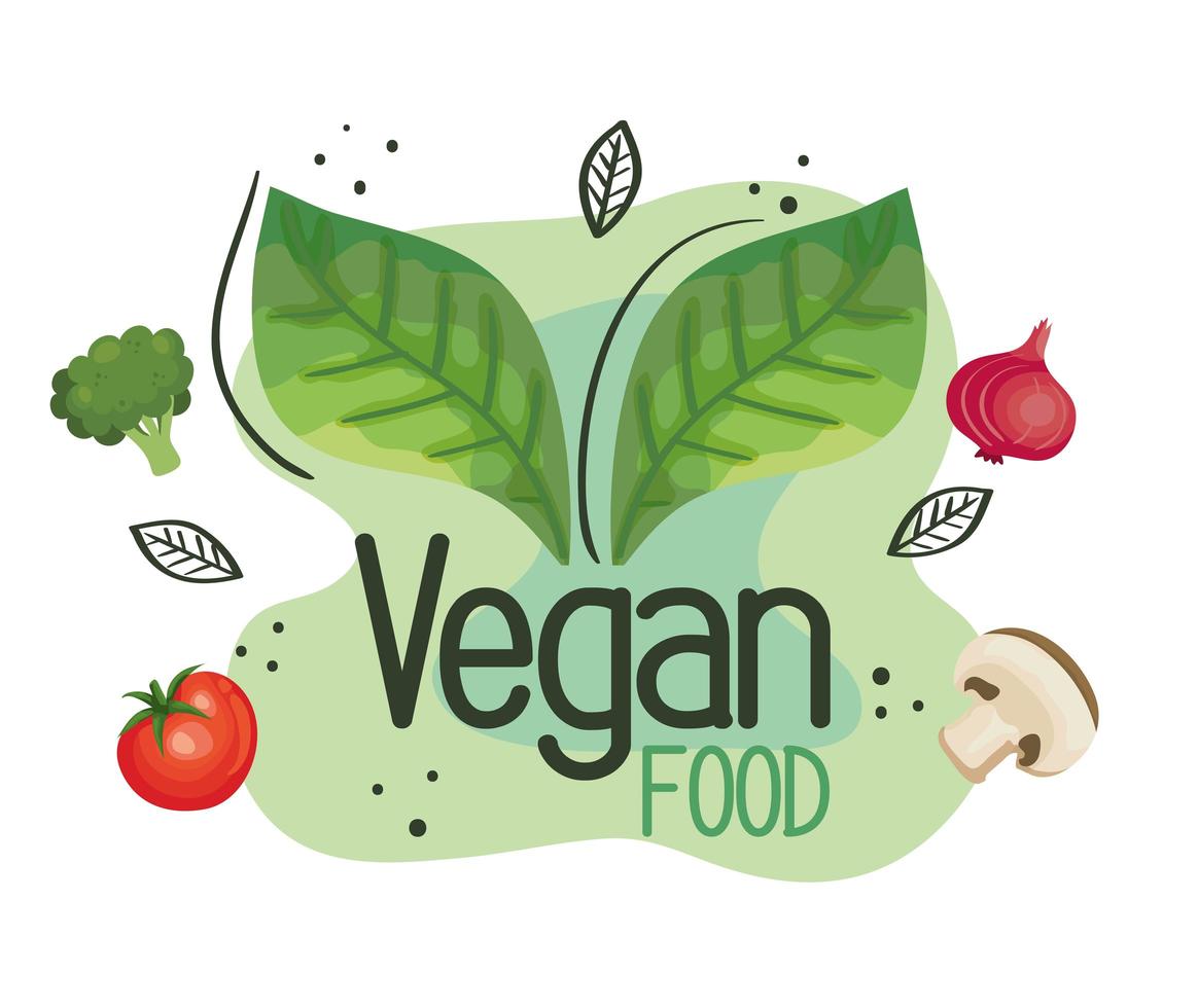 pôster de comida vegana com tomate e vegetais vetor