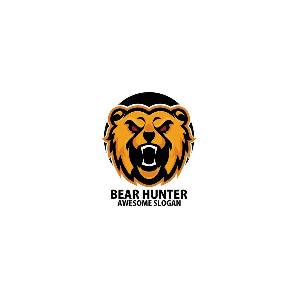 Urso caçador logotipo jogos esport Projeto mascote vetor