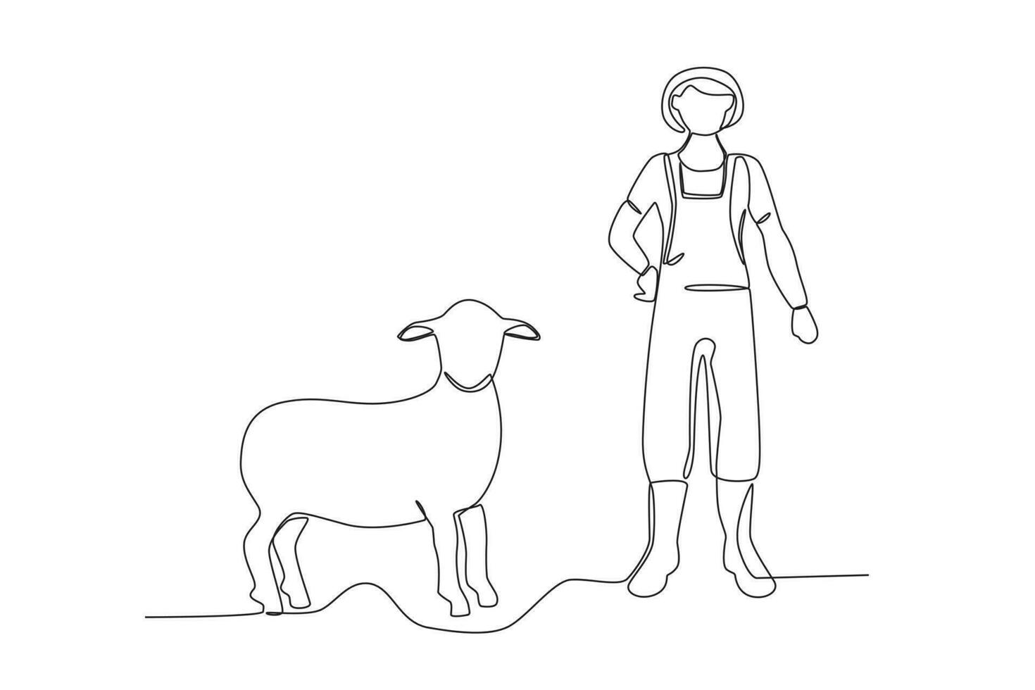 uma agricultor e dele ovelha vetor