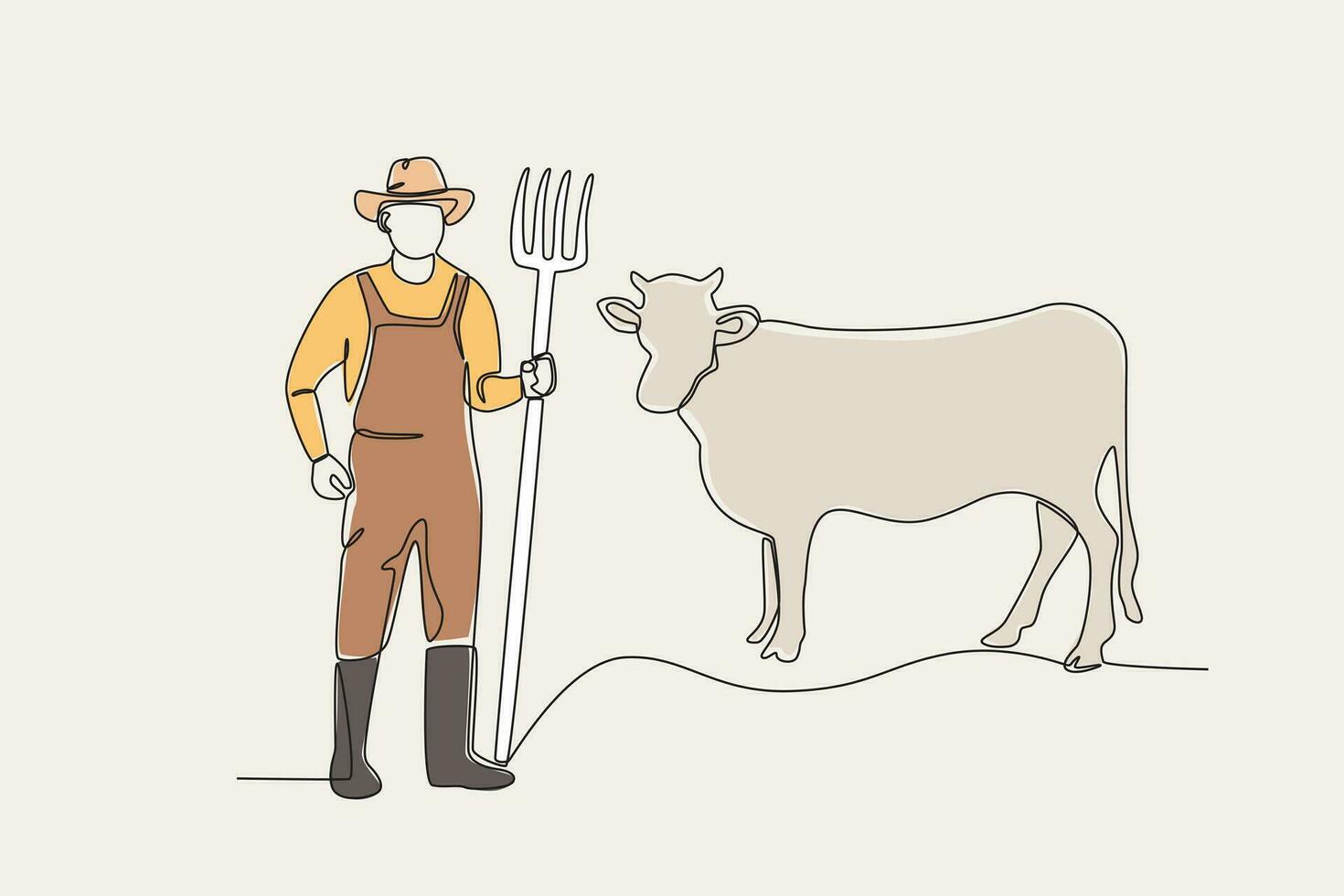 cor ilustração do uma agricultor acabamento limpeza uma estábulo vetor