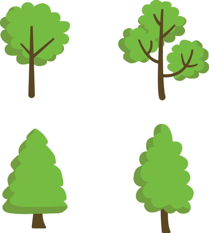 árvore plantar ilustração. simples moderno estilo. fofa verde plantas, floresta, vetor plano ilustração. verão, Primavera árvores pró vetor