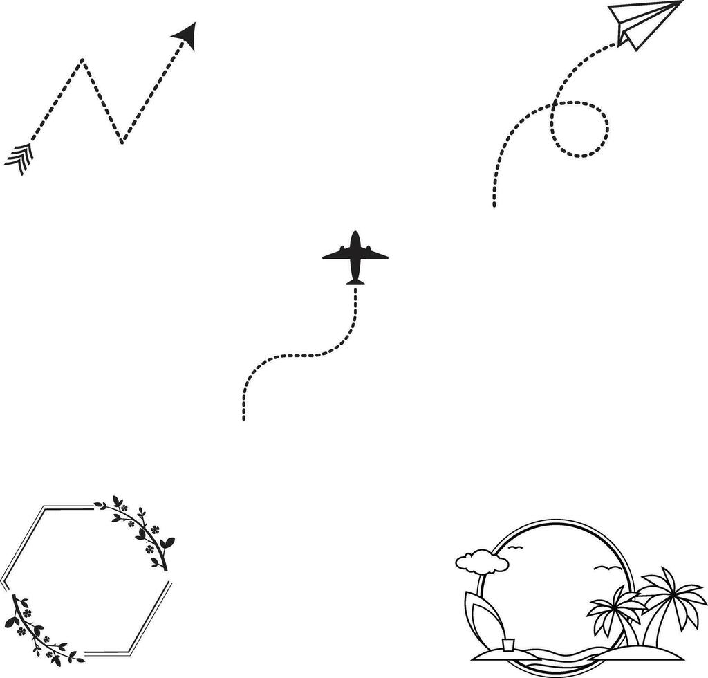 conjunto do pontilhado linha Projeto Setas; flechas. vetor ilustração. isolado em uma branco fundo.