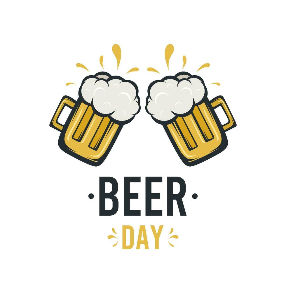 brindar dois vidro do Cerveja em branco fundo para Cerveja dia cumprimento perfeito para social meios de comunicação postagem, saudação, evento, e Mais vetor