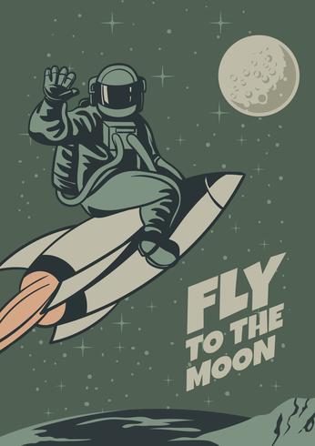 Poster de viagens da lua do vintage vetor