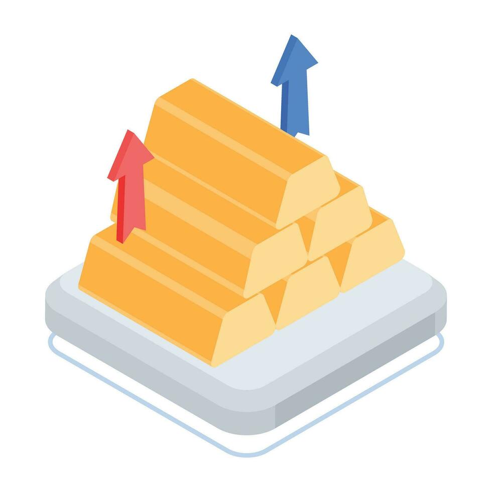 na moda isométrico ícone do ouro investimento vetor