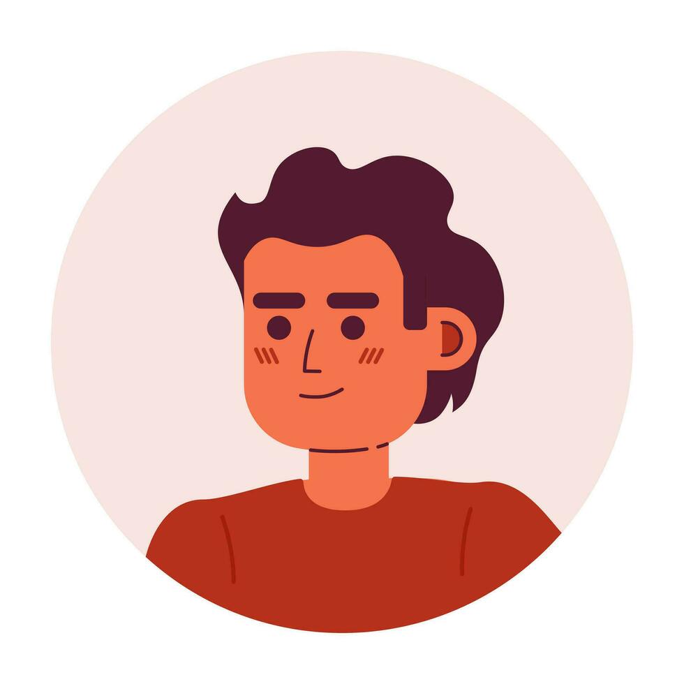 jovem cara morena semi plano vetor personagem cabeça. homem parece ausente. editável desenho animado avatar ícone. face emoção. colorida local ilustração para rede gráfico projeto, animação