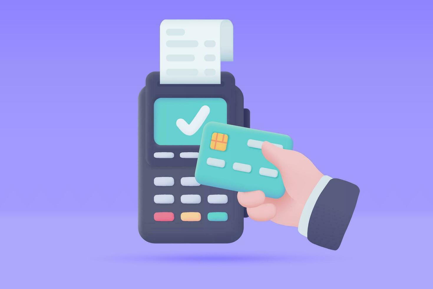 crédito cartão furto máquina 3d ícone. conectados Forma de pagamento de crédito cartão sem dinheiro sociedade. 3d ilustração vetor