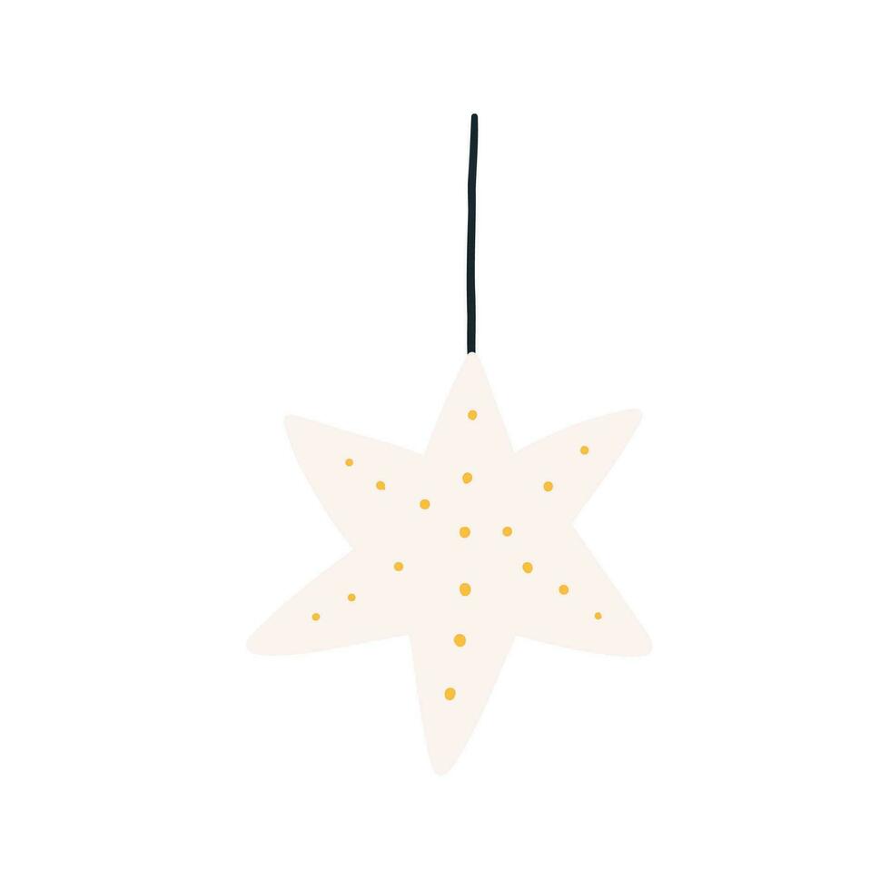 Natal luzes dentro forma do Estrela pendurado, desenho animado plano vetor ilustração isolado em branco fundo. fofa mão desenhado inverno feriado decoração.