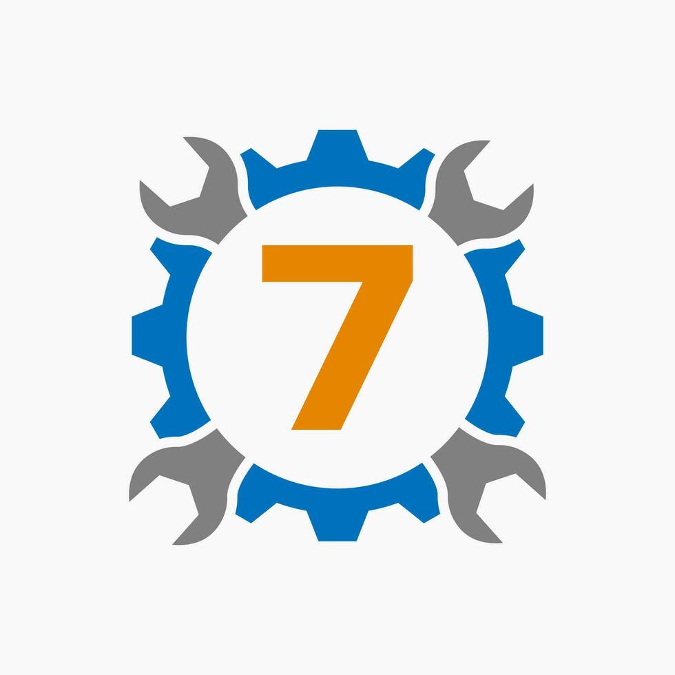 carta 7 reparar logotipo engrenagem tecnologia símbolo. construção serviço logotipo Projeto vetor