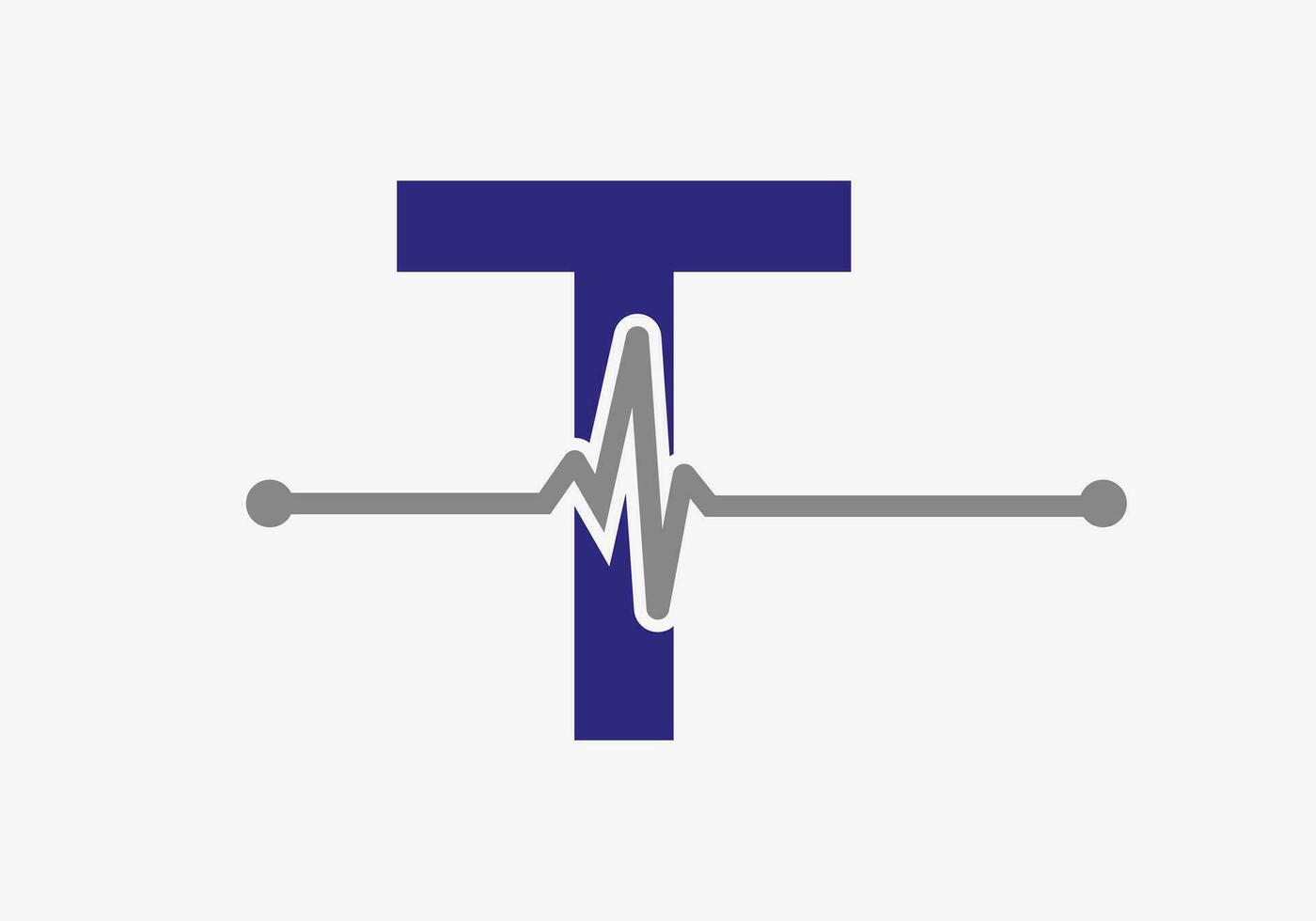 carta t batimento cardiaco logotipo para médico ou saúde símbolo. médico logotipo modelo Projeto vetor