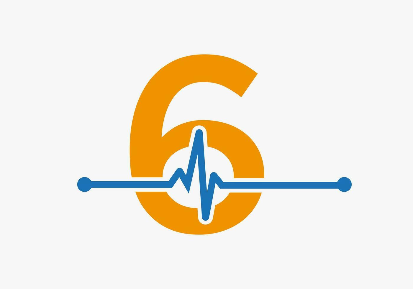 carta 6 batimento cardiaco logotipo para médico ou saúde símbolo. médico logotipo modelo Projeto vetor