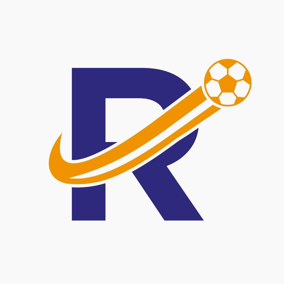 inicial carta r futebol logotipo. futebol logotipo conceito com comovente futebol ícone vetor