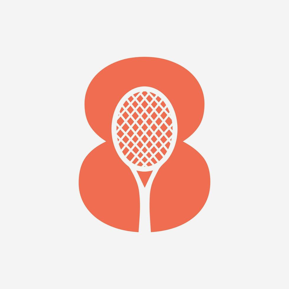 carta 8 padel tênis logotipo. padel raquete logotipo Projeto. de praia mesa tênis clube símbolo vetor