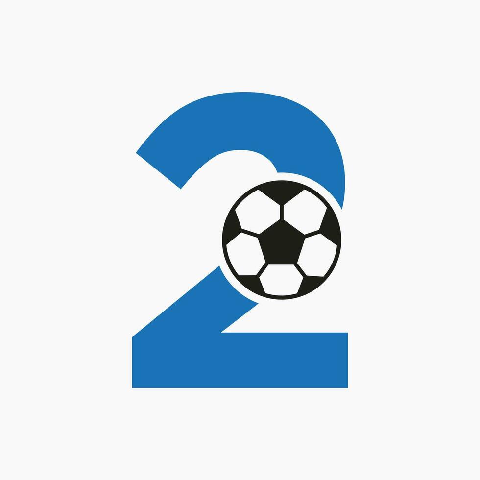 inicial carta 2 futebol logotipo. futebol logotipo Projeto vetor modelo