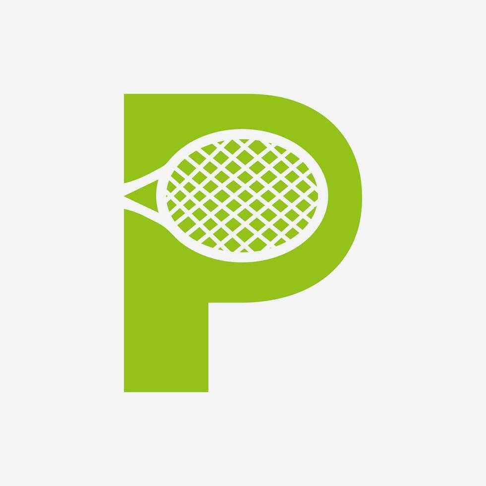 carta p padel tênis logotipo. padel raquete logotipo Projeto. de praia mesa tênis clube símbolo vetor