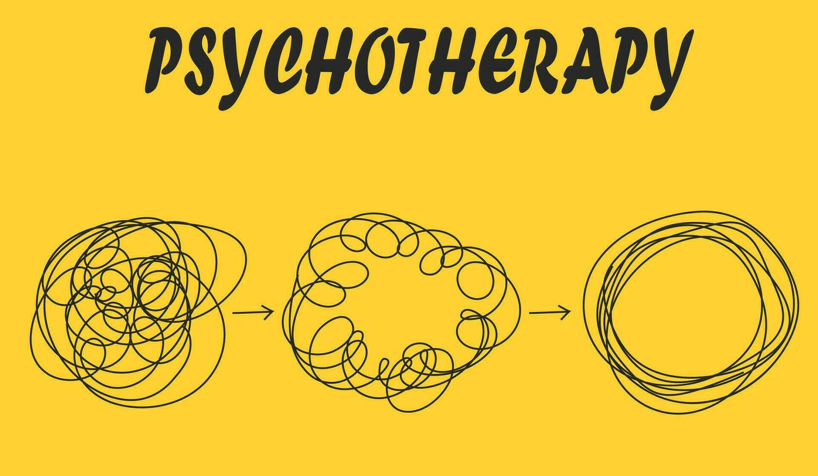 psicoterapia ilustração com mãos e emaranhado fio, ilustração vetor