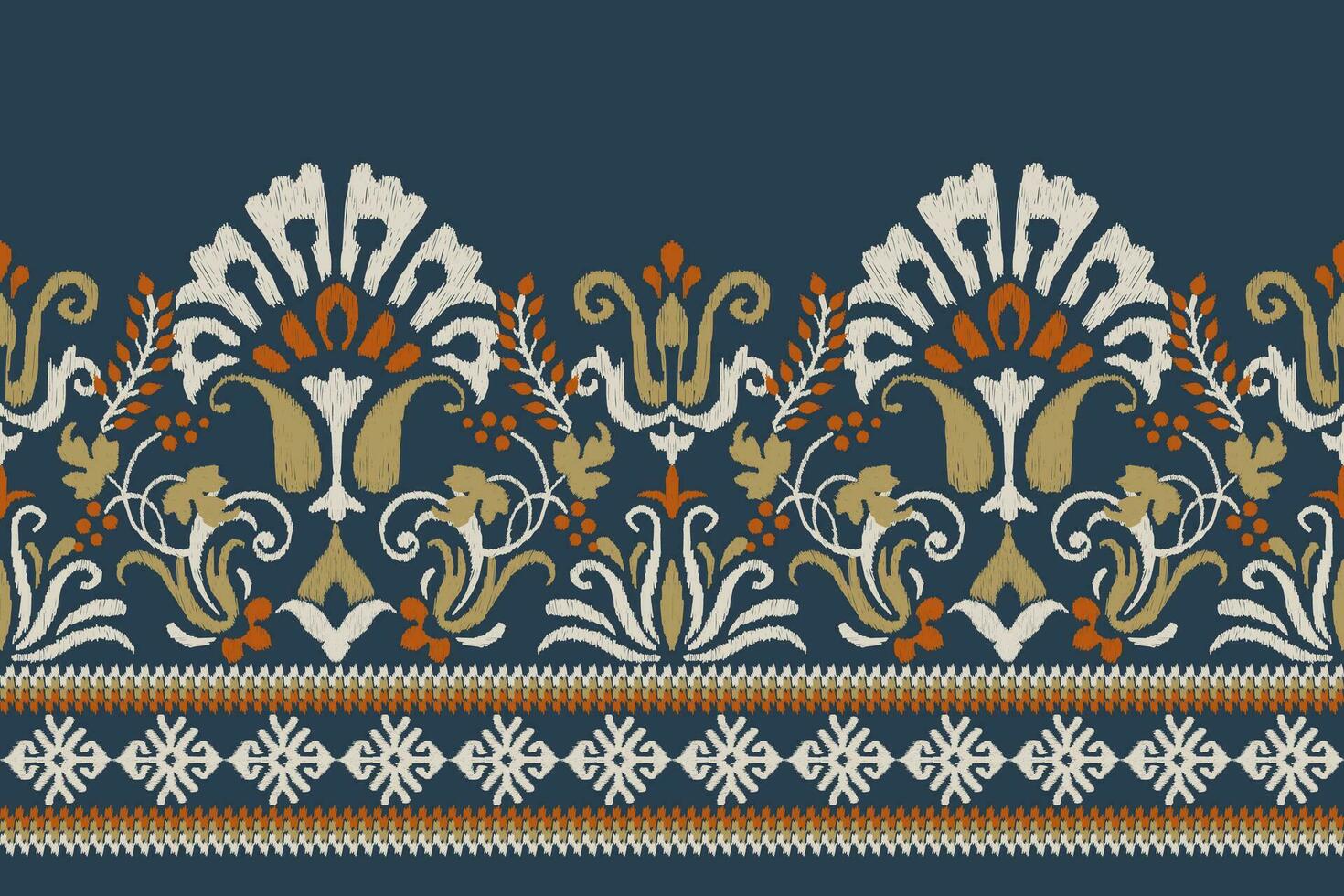 ikat floral paisley bordado em marinha azul plano de fundo.ikat étnico oriental padronizar tradicional.asteca estilo abstrato vetor ilustração.design para textura,tecido,vestuário,embrulho,decoração,canga.