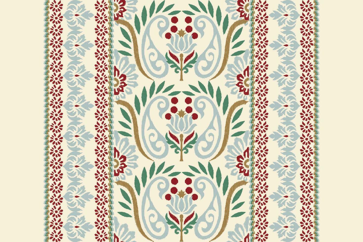 ikat floral paisley bordado em branco plano de fundo.ikat étnico oriental padronizar tradicional.asteca estilo abstrato vetor ilustração.design para textura,tecido,vestuário,embrulho,decoração,cachecol,tapete