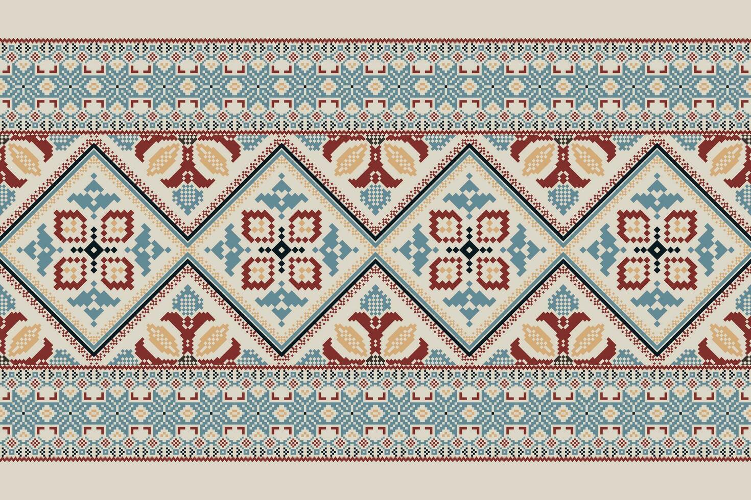 floral Cruz ponto bordado em cinzento background.geometric étnico orientalista padronizar tradicional.asteca estilo abstrato vetor ilustração.design para textura,tecido,vestuário,embrulho,decoração,cachecol