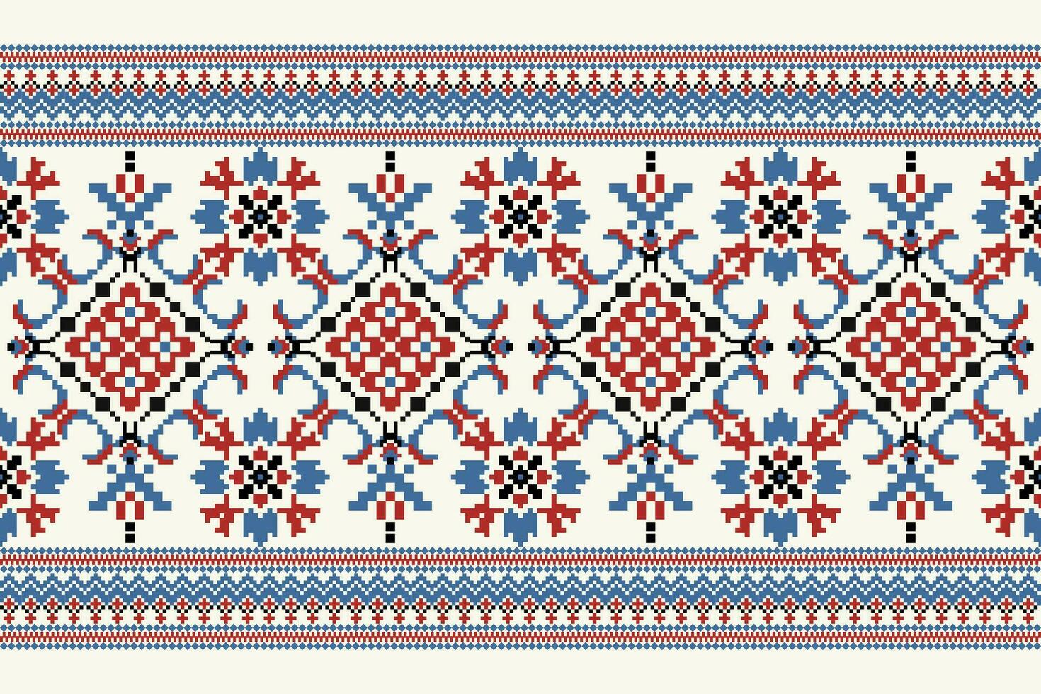 floral Cruz ponto bordado em branco background.geometric étnico oriental padronizar tradicional.asteca estilo abstrato vetor ilustração.design para textura,tecido,vestuário,embrulho,decoração,canga.
