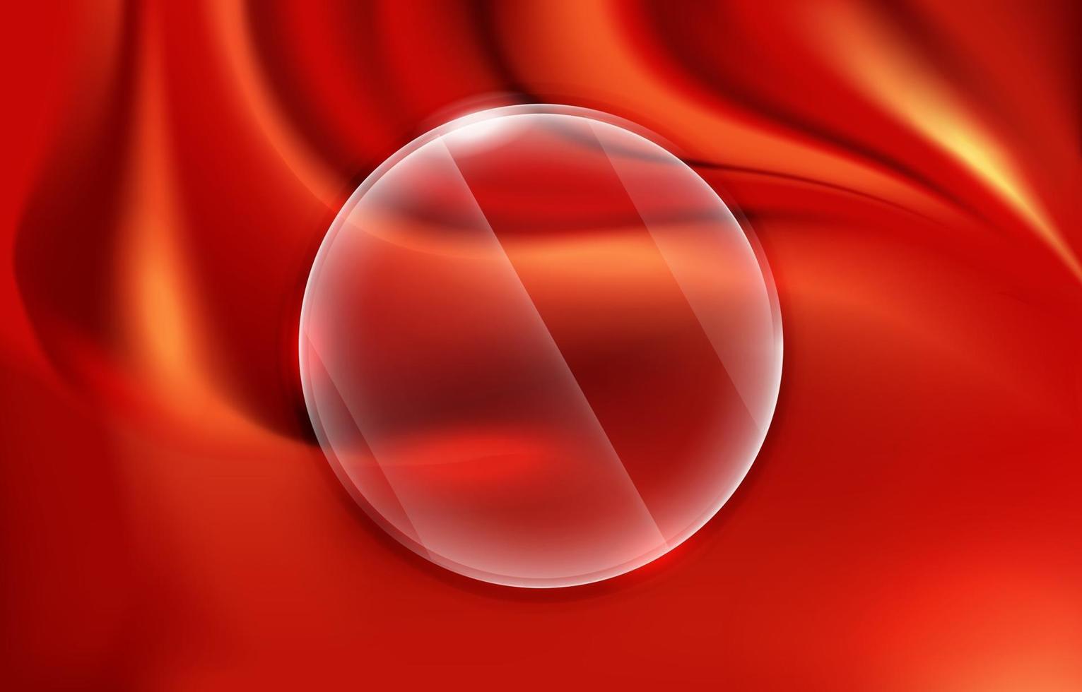 fundo de cetim vermelho com lente branca de cristal vetor