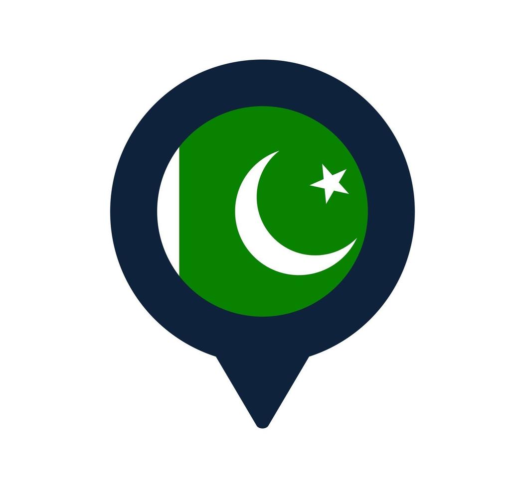 bandeira do Paquistão e ícone do ponteiro do mapa vetor