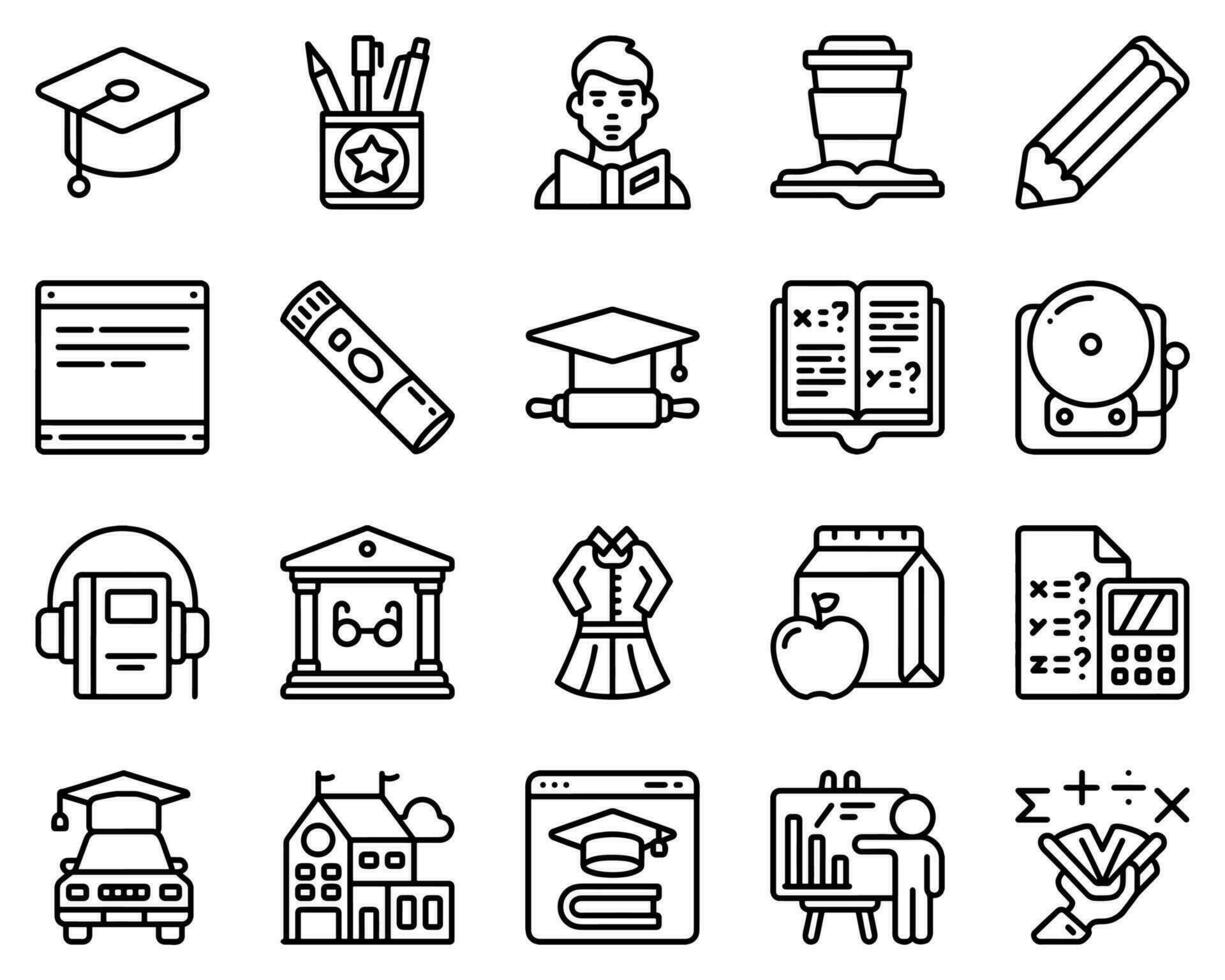 simples conjunto do escola relacionado vetor linha ícones. contém tal ícones Como estudante, Educação, universidade e mais. editável AVC.