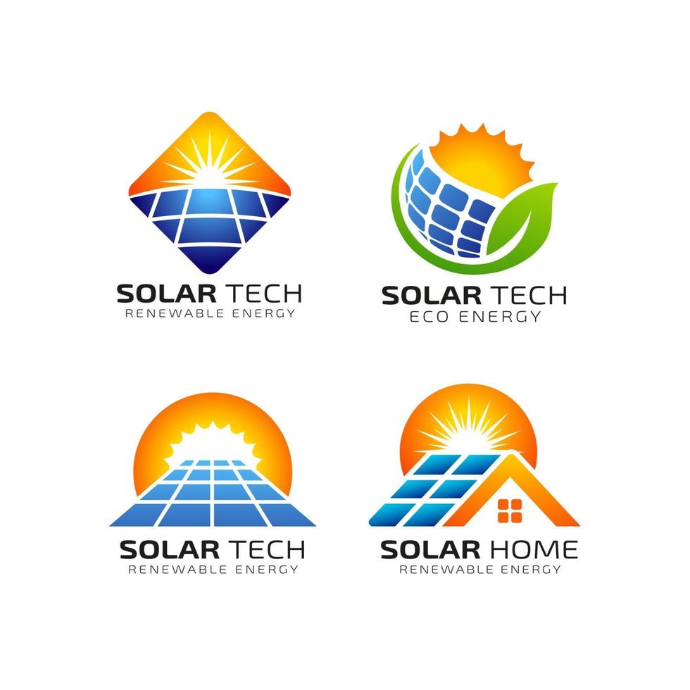 modelo de design de logotipo de tecnologia de painel solar vetor