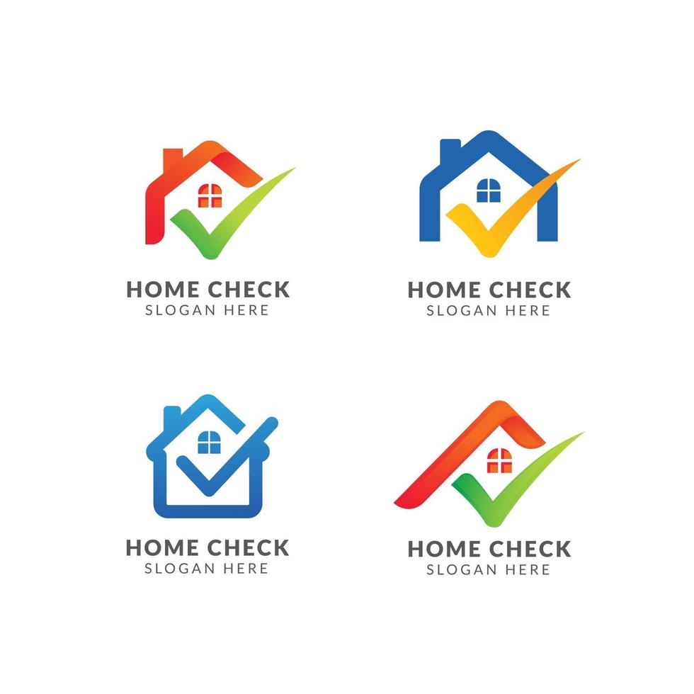 modelo de logotipo para casa com marca de seleção vetor