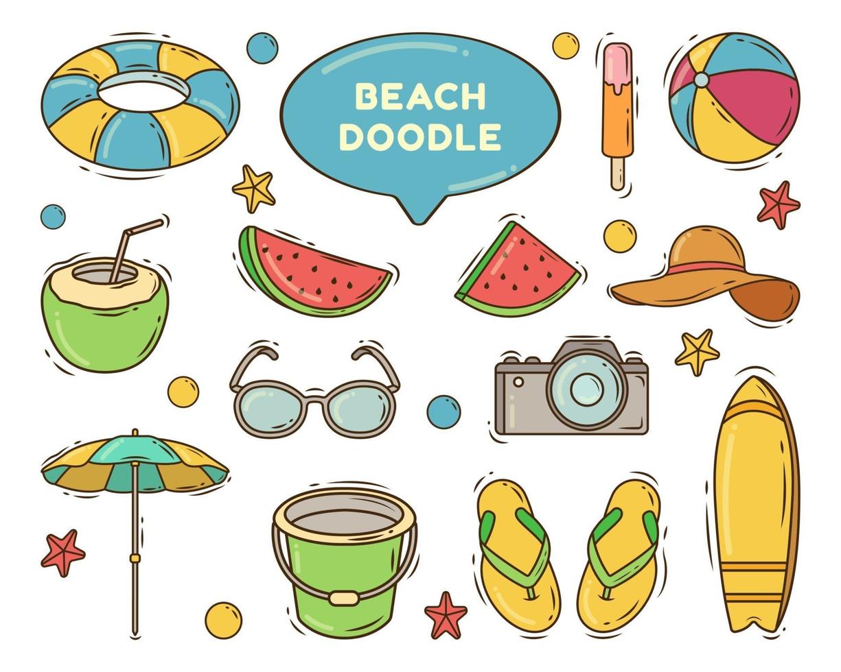 mão desenhada praia cartoon ilustração de doodle vetor